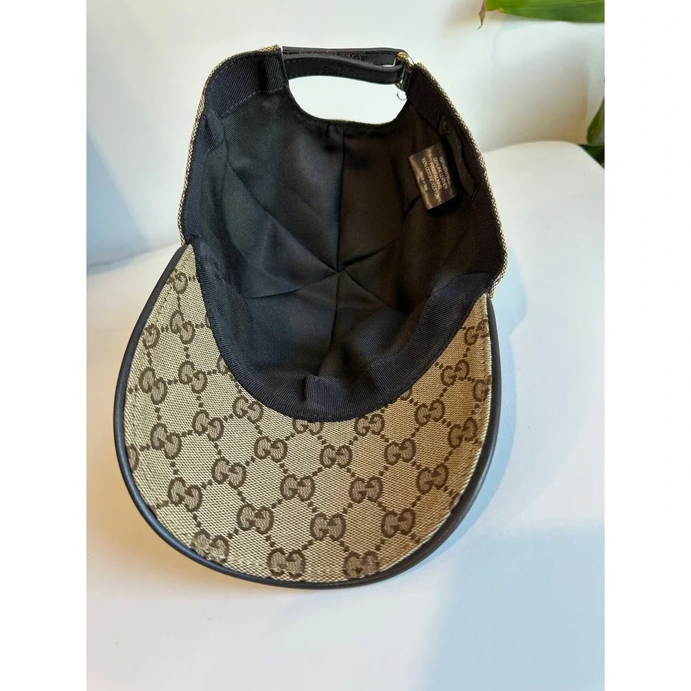 Gucci GG Monogram Canvas Baseball Hat Beige Ebony Green Red Web Stripe Cap - Picture 5 of 15